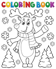 Image showing Coloring book stylized Christmas deer