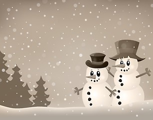 Image showing Winter snowmen thematics image 4