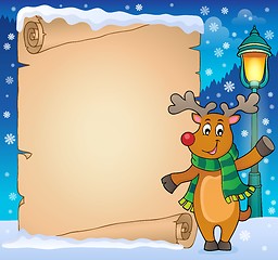 Image showing Parchment with stylized Christmas deer