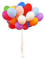 Image showing Bouquet of colorful balloons Isolated with Clipping Path 