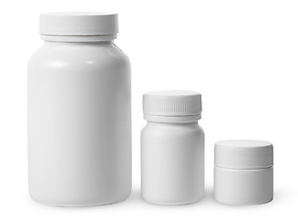 Image showing Plastic jars of different sizes for medicines