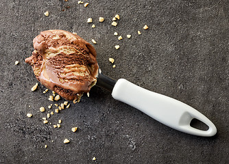 Image showing chocolate ice cream on dark gray table