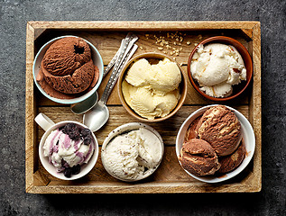 Image showing bowls of various ice creams