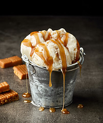 Image showing ice cream with caramel sauce