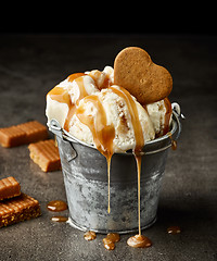 Image showing ice cream with caramel sauce