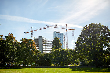 Image showing crane at construction site building living house