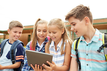 Image showing group of happy elementary school students talking