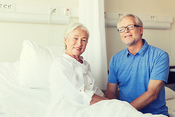 Image showing senior couple meeting at hospital ward