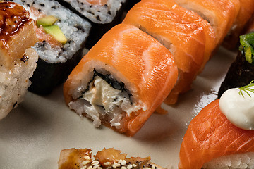 Image showing Japanese Sushi On A Table