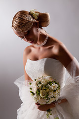 Image showing Young Beautiful Woman In A Wedding Dress