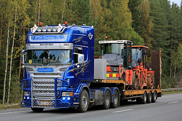 Image showing Customized Scania Semi Transports Roadworks Equipment