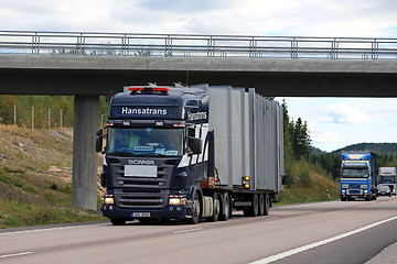 Image showing Semi Trailer Truck under Bridge