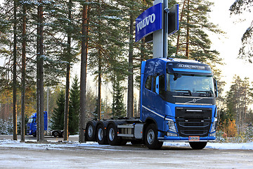 Image showing Blue Volvo Trucks in Winter