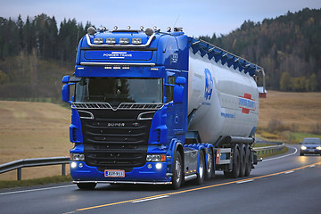 Image showing Scania R620 Truck and Jumbo Tank Trailer on the Road