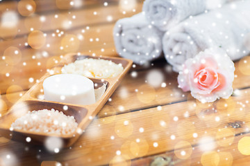 Image showing soap, himalayan salt and scrub in bowl