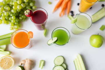 Image showing glasses with different fruit or vegetable juices