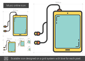 Image showing Music online line icon.