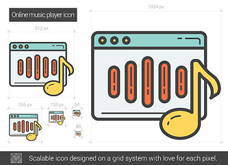 Image showing Online music player line icon.