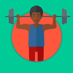 Image showing Man lifting barbell vector illustration.