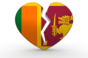 Image showing Broken white heart shape with Sri Lanka flag