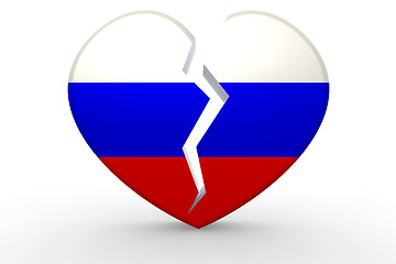 Image showing Broken white heart shape with Russia flag