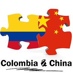 Image showing China and Colombia flags in puzzle 