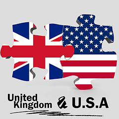 Image showing USA and United Kingdom flags in puzzle 