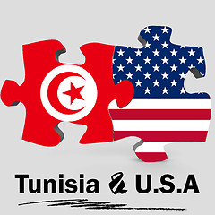 Image showing USA and Tunisia flags in puzzle 