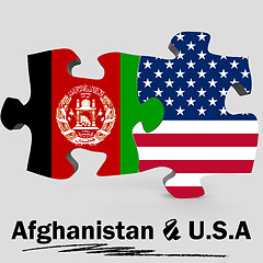 Image showing USA and Afghanistan flags in puzzle 