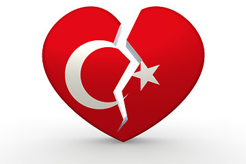 Image showing Broken white heart shape with Turkey flag