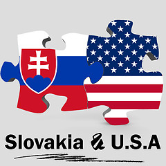 Image showing USA and Slovakia flags in puzzle 