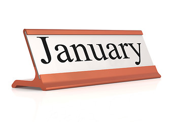 Image showing January word on table tag isolated 