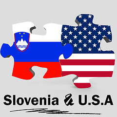 Image showing USA and Slovenia flags in puzzle 