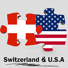 Image showing USA and Switzerland flags in puzzle 