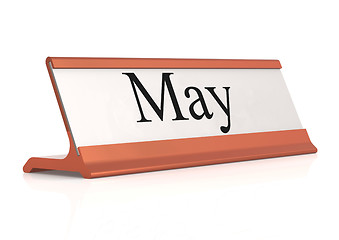 Image showing May word on table tag isolated 