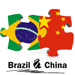 Image showing China and Brazil Flags in puzzle 