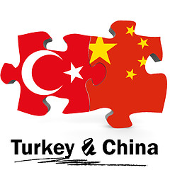 Image showing China and Turkey flags in puzzle 