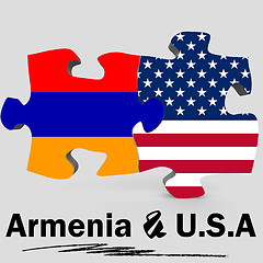 Image showing USA and Armenia flags in puzzle 