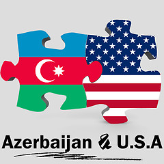 Image showing USA and Azerbaijan flags in puzzle 