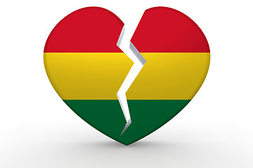 Image showing Broken white heart shape with Bolivia flag