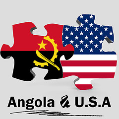 Image showing USA and Angola flags in puzzle 