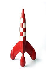 Image showing Retro style toy rocket isolated