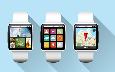 Image showing close up of black smart watches with applications