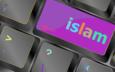 Image showing islam word on computer key on enter button vector keyboard key. keyboard button. Vector illustration