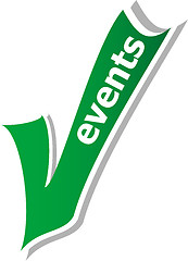 Image showing Event word on green check mark symbol and icon for approved design concept and web graphic on white background.