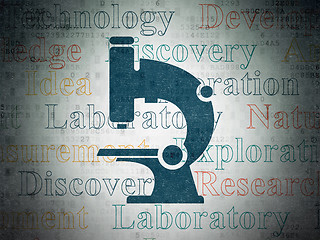 Image showing Science concept: Microscope on Digital Data Paper background