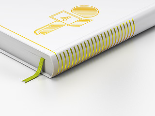 Image showing News concept: closed book, Microphone on white background