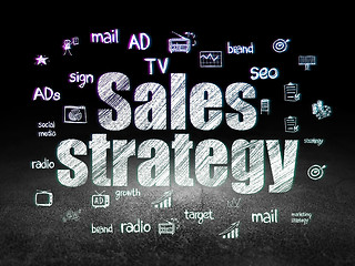 Image showing Advertising concept: Sales Strategy in grunge dark room