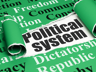 Image showing Political concept: black text Political System under the piece of  torn paper