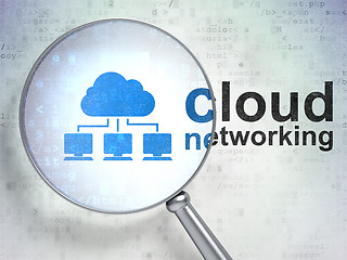 Image showing Cloud computing concept: Cloud Network and Cloud Networking with optical glass